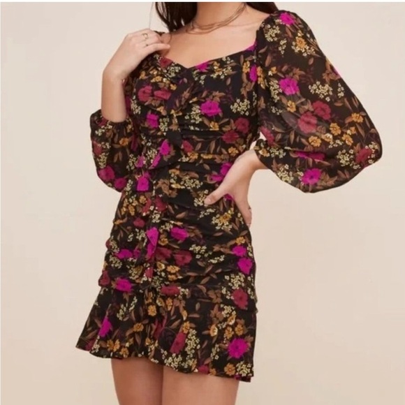 ASTR The Label Floral Sweetheart Neckline Ruffle Mini Dress XS - Picture 1 of 7